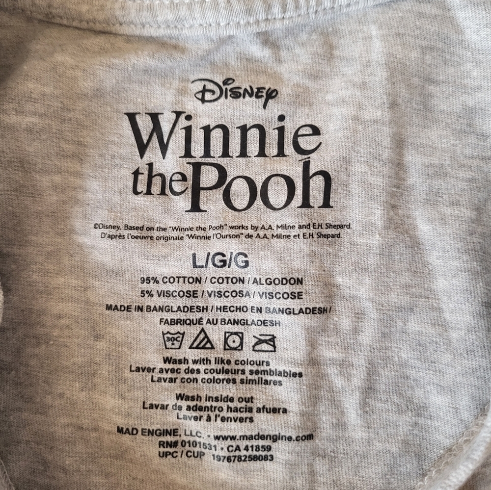 Vintage Disney Winnie the Pooh Gray T-Shirt, Size Large - Picture 3 of 3